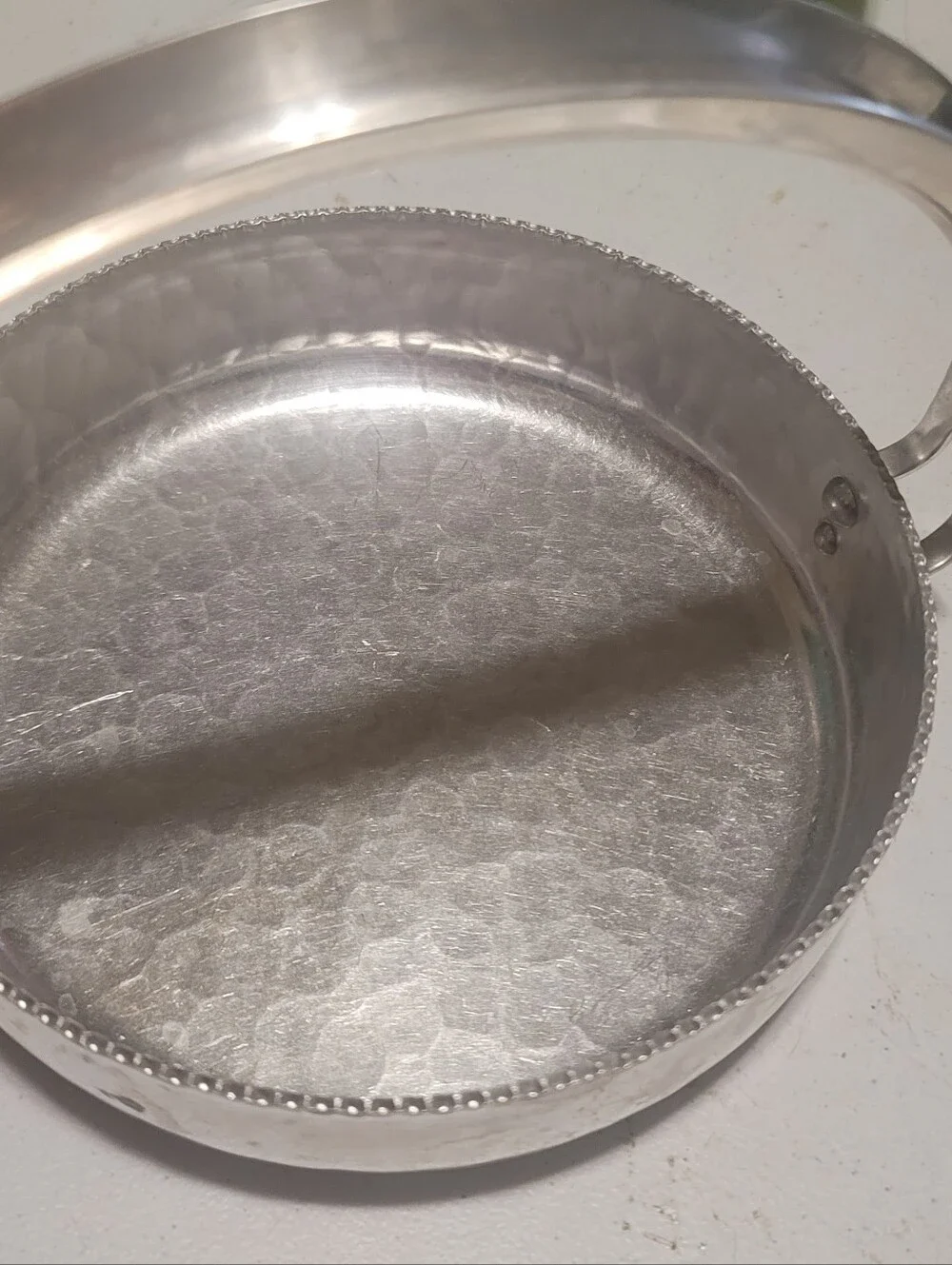 Vintage Wild Rose F1003 Hammered Aluminum Candy Dish w/ Bale Handle/ Bridal
